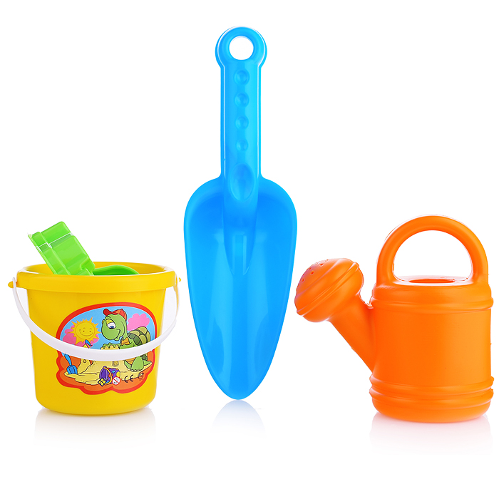 Фото к товару Комплект "Мини" (совок+2 формочки с лейкой мал.) Комплект "Мини" (совок+2 формочки с лейкой мал.)