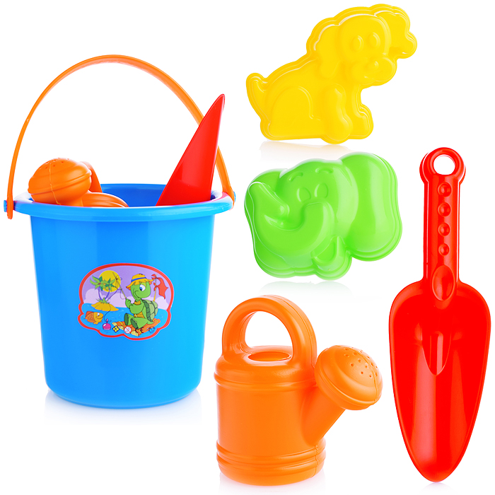 Фото к товару Комплект "Большой" совок+2 формочки с лейкой мал Комплект "Большой" совок+2 формочки с лейкой мал