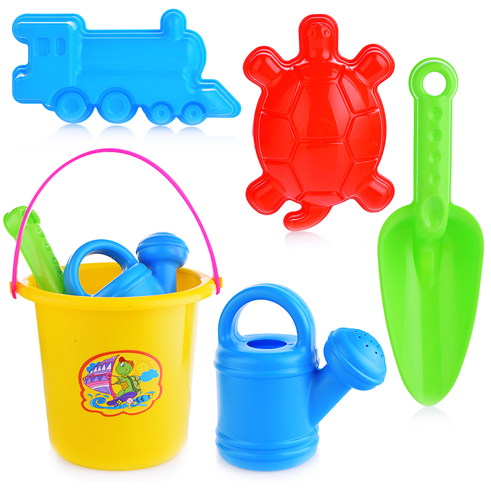 Фото к товару Комплект "Большой" совок+2 формочки с лейкой мал Комплект "Большой" совок+2 формочки с лейкой мал