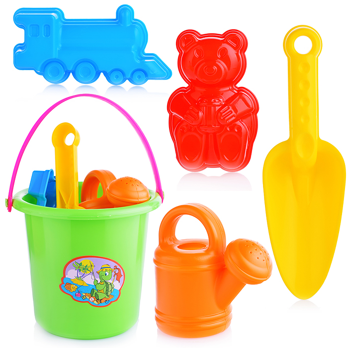 Фото к товару Комплект "Большой" совок+2 формочки с лейкой мал Комплект "Большой" совок+2 формочки с лейкой мал