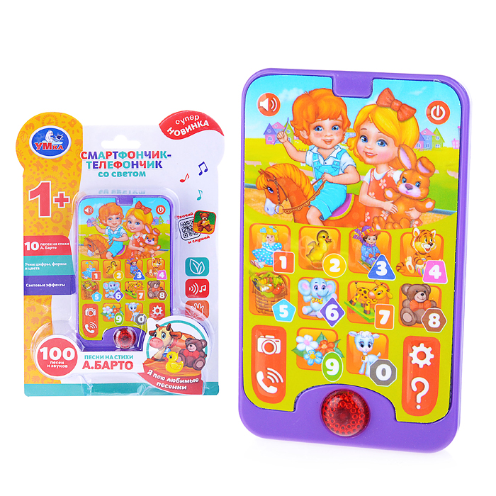 Телефон Барто А. (100 песен и звуков, учим цифры и цвета, свет) в коробке Телефон Барто А. (100 песен и звуков, учим цифры и цвета, свет) в коробке