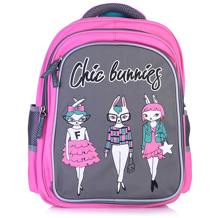 Рюкзак школьный "Зайки Фешн" (29х38.5х13.5 см, полиэстер, высокая печать, 2 отделения) Рюкзак школьный "Зайки Фешн" (29х38.5х13.5 см, полиэстер, высокая печать, 2 отделения)