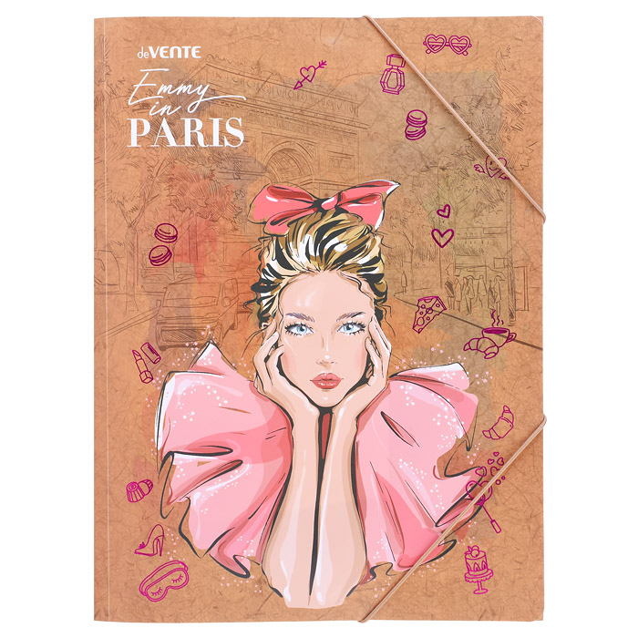 Папка с резинкой "Emmy in Paris" A4 (240x320 мм) 400 мкм, фактура крафт-имитация с рисунком Папка с резинкой "Emmy in Paris" A4 (240x320 мм) 400 мкм, фактура крафт-имитация с рисунком