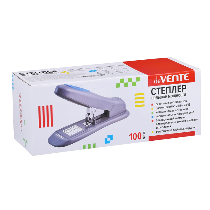 Степлер большой мощности (до 100 листов, глубина скрепления 65 мм, для скоб 23/6-23/13) в 