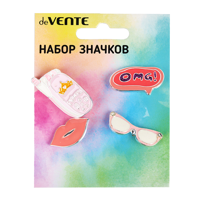 Фото к товару Набор значков "Cute Girl" эмалированные, размер изделий: телефон 1,7x3,5 см, OMG! 3x1,8 см, Набор значков "Cute Girl" эмалированные, размер изделий: телефон 1,7x3,5 см, OMG! 3x1,8 см,