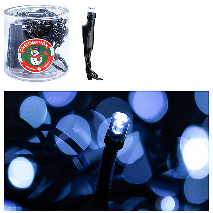 Электрогирлянда светодиодная 10 м, 100 ламп, холодный Электрогирлянда светодиодная 10 м, 100 ламп, холодный