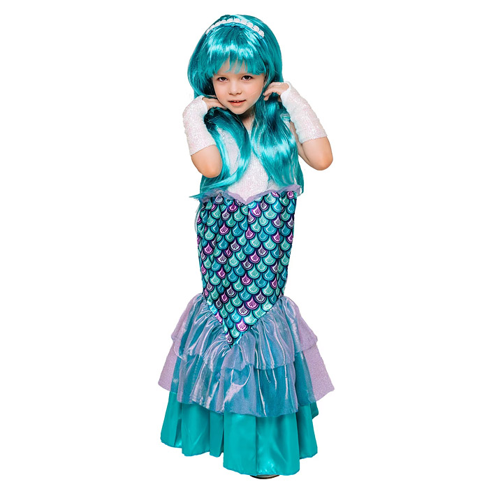 Костюм "Русалка" (платье, ободок, перчатки, парик) размер 128-64 Костюм "Русалка" (платье, ободок, перчатки, парик) размер 128-64