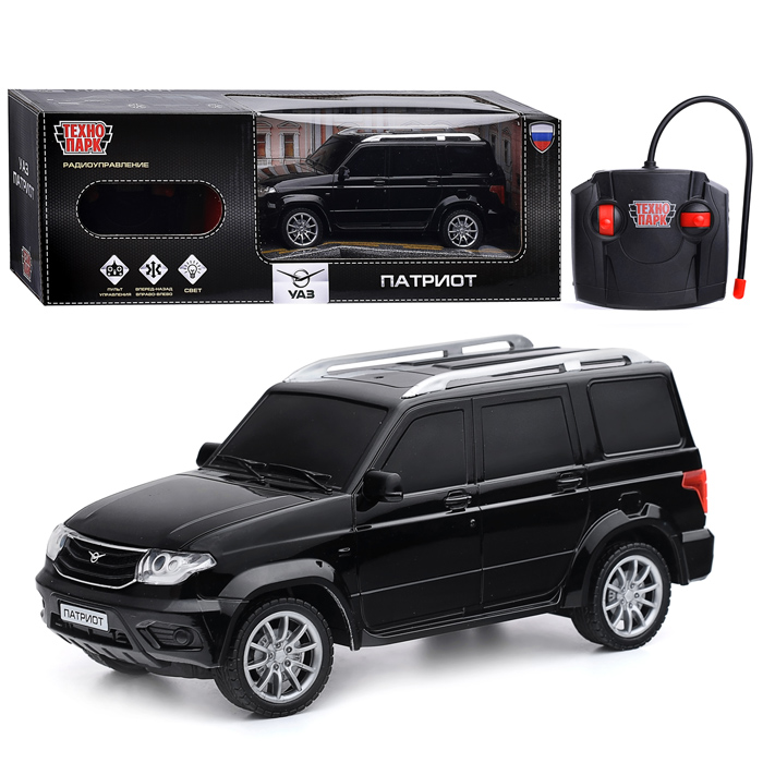 Машина р/у UAZ Патриот 19 см, (свет, черный) в коробке