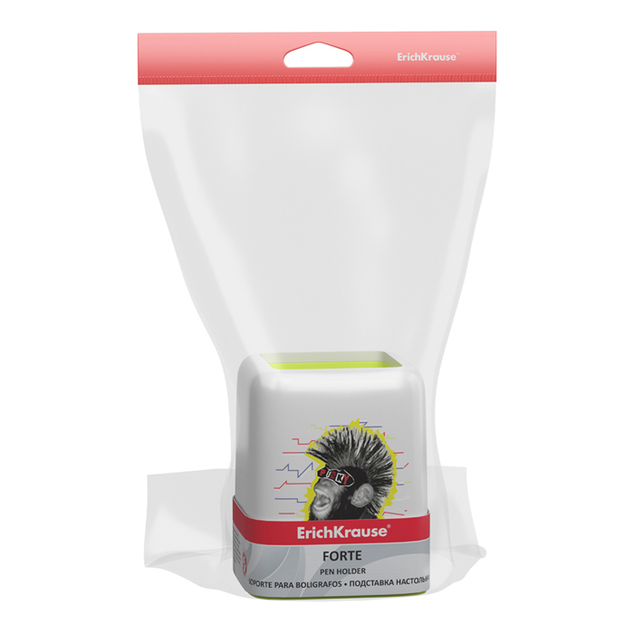 Фото к товару Подставка настольная пластиковая Forte, Punky Monkey, белая с желтой неоновой вставкой Подставка настольная пластиковая Forte, Punky Monkey, белая с желтой неоновой вставкой