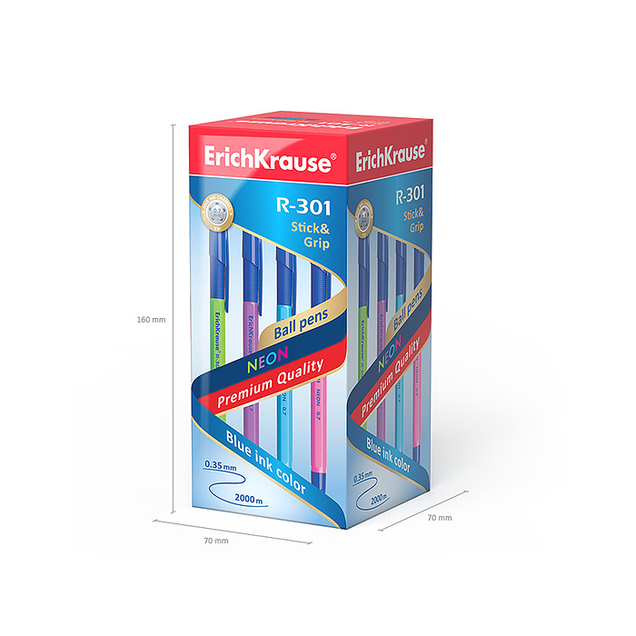 Фото к товару Ручка шариковая R-301 Neon Stick&Grip 0.7, цвет чернил синий Ручка шариковая R-301 Neon Stick&Grip 0.7, цвет чернил синий