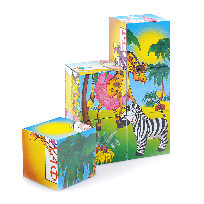 Кубики (6 куб) "Веселые зверята №3" Кубики (6 куб) "Веселые зверята №3"