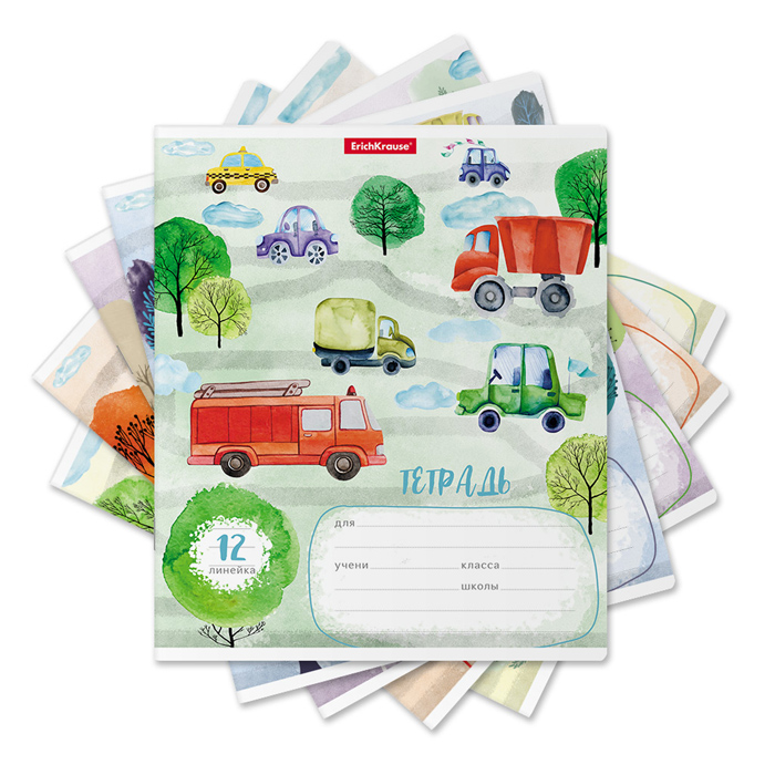 Тетрадь 12л., линейка, "Автопарк" Тетрадь 12л., линейка, "Автопарк"