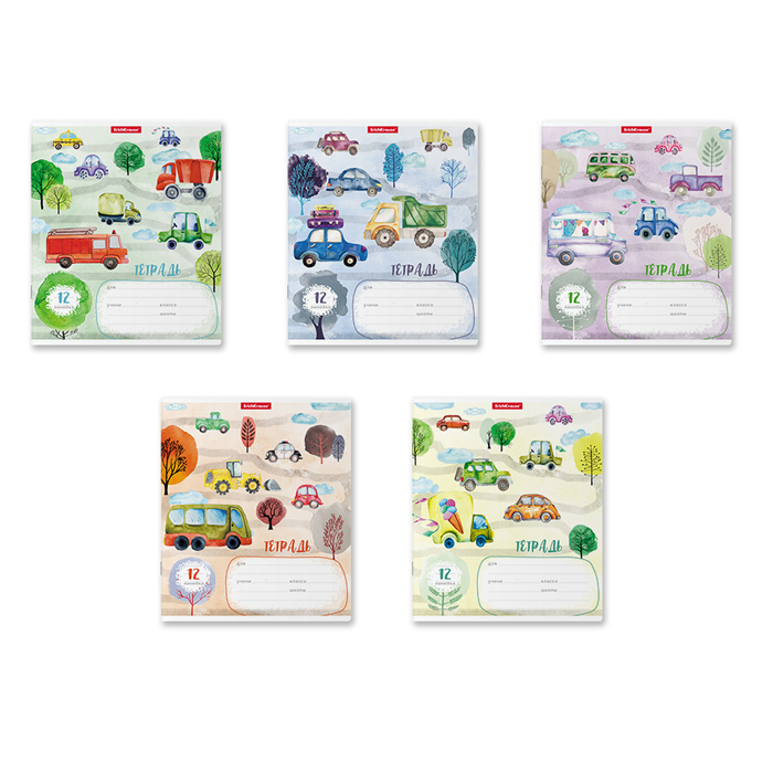 Тетрадь 12л., линейка, "Автопарк"