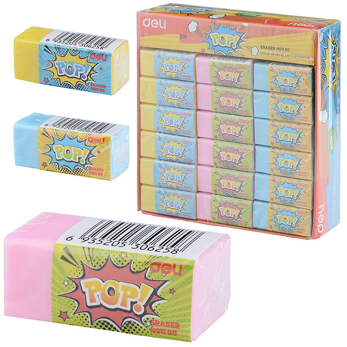 Ластик POP ассорти Эко ПВХ, мягкое стирание каждый в индивидуальной упаковке Ластик POP ассорти Эко ПВХ, мягкое стирание каждый в индивидуальной упаковке