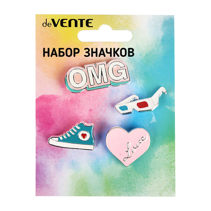 Фото к товару Набор значков "Selfie&Shoes" эмалированные, размер изделий: очки 2,2x1,3 см, OMG 3,4x1,4 см Набор значков "Selfie&Shoes" эмалированные, размер изделий: очки 2,2x1,3 см, OMG 3,4x1,4 см