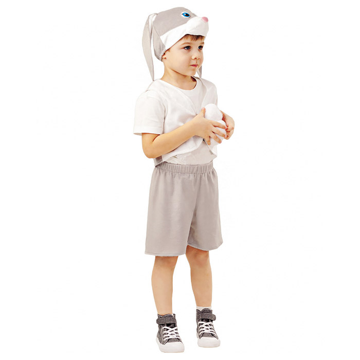 Костюм "Заяц серый Прошка" (жилет, шорты, шапка) размер 128-64 Костюм "Заяц серый Прошка" (жилет, шорты, шапка) размер 128-64