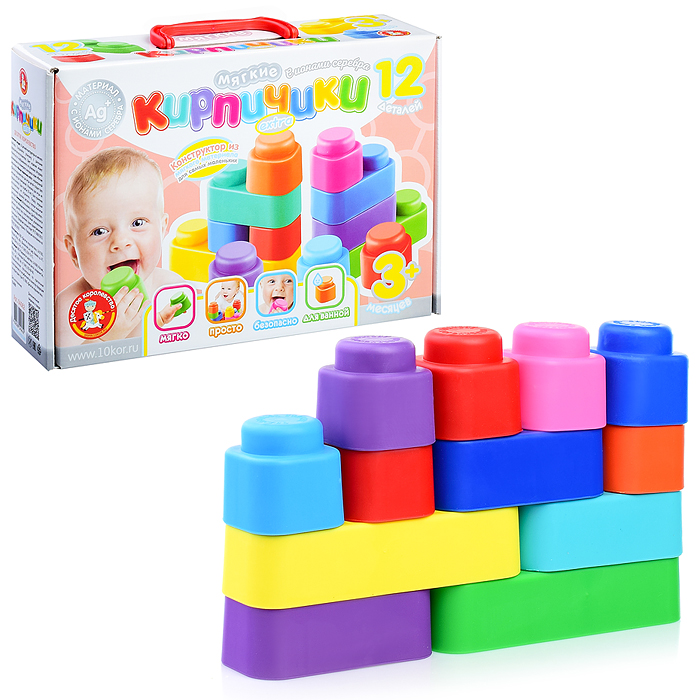 Конструктор "Мягкие кирпичики" (12 дет) Конструктор "Мягкие кирпичики" (12 дет)