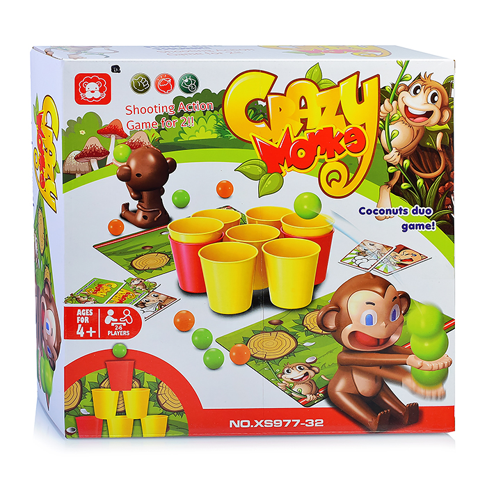 Фото к товару Настольная игра XS977-32 "Попади в цель" Обезьянки в коробке Настольная игра XS977-32 "Попади в цель" Обезьянки в коробке