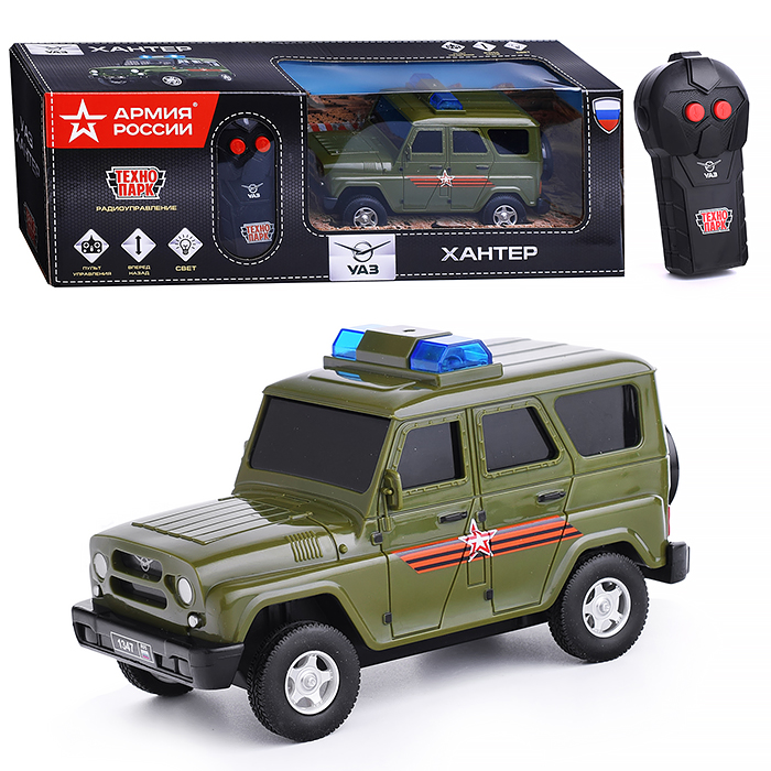 Машина р/у УАЗ Хантер Армия России 15 см, (свет, зеленый)