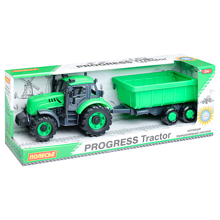 Фото к товару Трактор "Прогресс" с прицепом инерционный (зелёный) (в коробке) Трактор "Прогресс" с прицепом инерционный (зелёный) (в коробке)