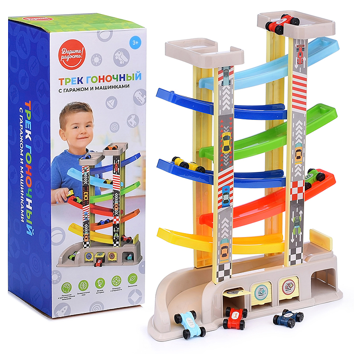 Трек гоночный UT0061 с гаражом и машинками, в коробке Трек гоночный UT0061 с гаражом и машинками, в коробке