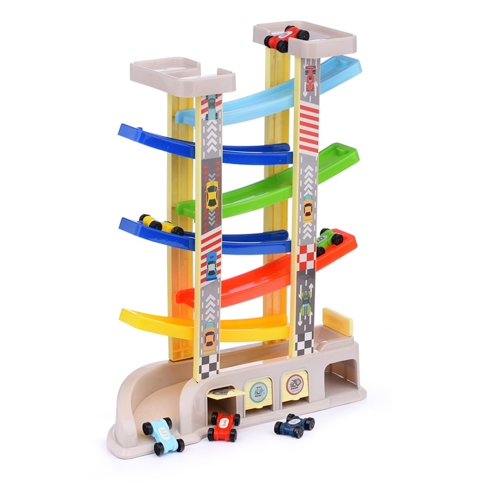 Фото к товару Трек гоночный UT0061 с гаражом и машинками, в коробке Трек гоночный UT0061 с гаражом и машинками, в коробке