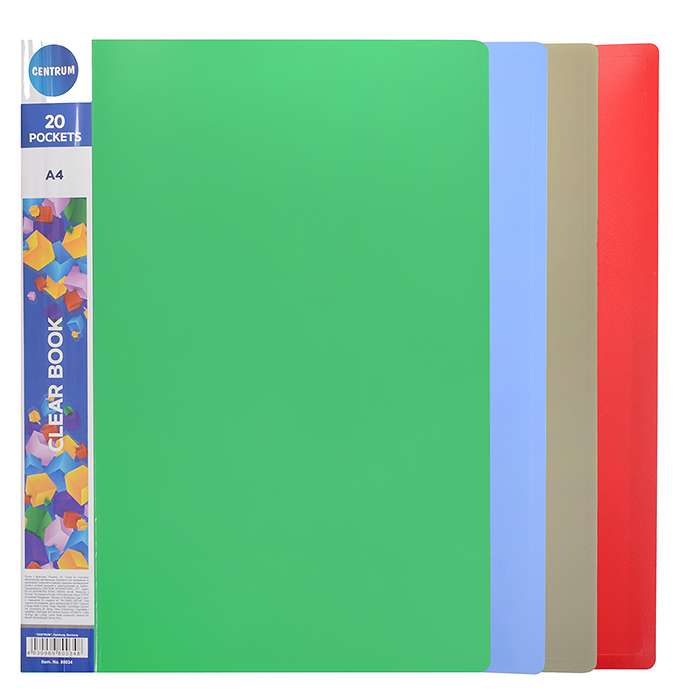 Папка  с 20 вкладышами пластиковая  цвет ассорти 