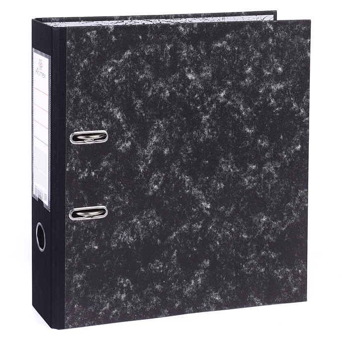 Папка с арочным механизмом A4 75 мм мраморная картонная собранная, корешок из PVC, навар