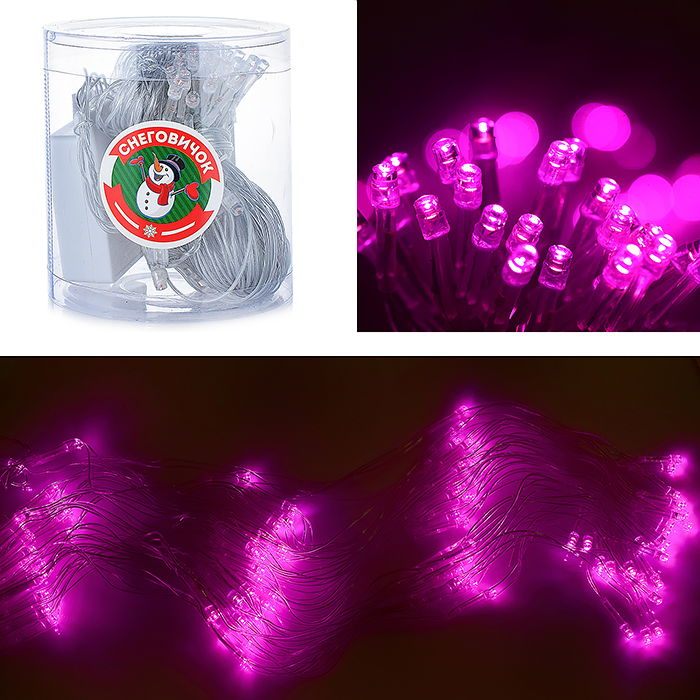 Электрогирлянда Сетка 3*0,4 м, 100 ламп, розовый Электрогирлянда Сетка 3*0,4 м, 100 ламп, розовый