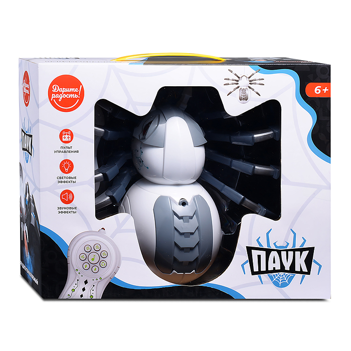 Фото к товару Паук радиоуправляемый, эффект дыма,световые и звуковые эффекты, цвет белый Паук радиоуправляемый, эффект дыма,световые и звуковые эффекты, цвет белый