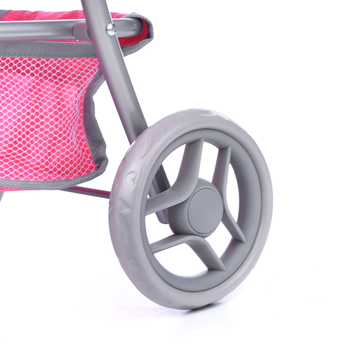 Фото к товару Коляска для кукол 9304B металлическая, складная, прогулочная, с тентом, с корзиной, цвет розовый Коляска для кукол 9304B металлическая, складная, прогулочная, с тентом, с корзиной, цвет розовый