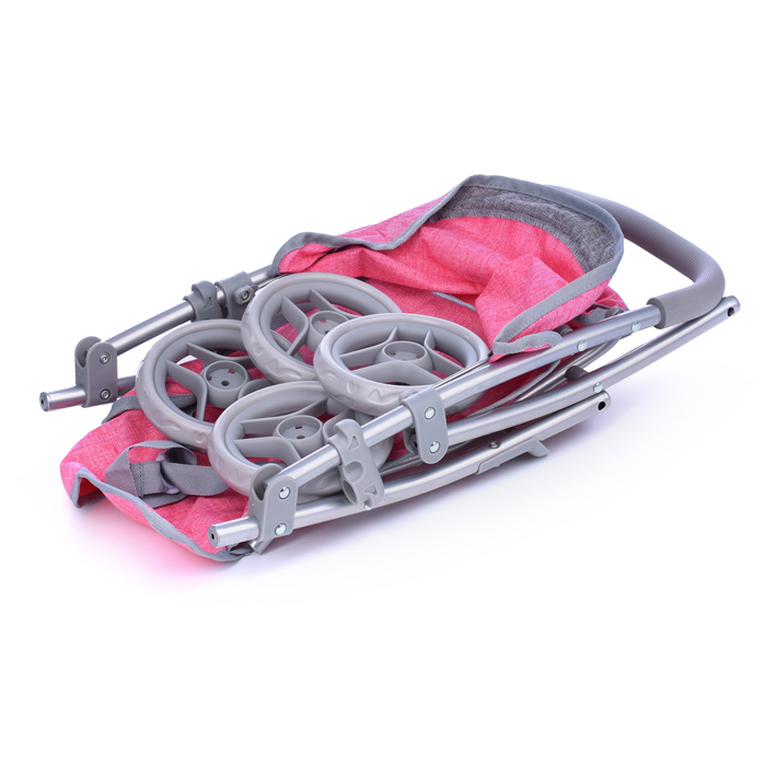 Фото к товару Коляска для кукол 9304B металлическая, складная, прогулочная, с тентом, с корзиной, цвет розовый Коляска для кукол 9304B металлическая, складная, прогулочная, с тентом, с корзиной, цвет розовый