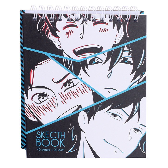  Скетчбук,Альбом для рисования 40л. "Аниме лица" Sev плотность бумаги 120 г/м2