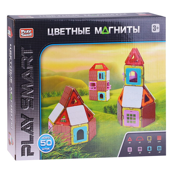 Фото к товару Конструктор магнитный 2471 "Цветные магниты" 50 дет., в коробке Конструктор магнитный 2471 "Цветные магниты" 50 дет., в коробке
