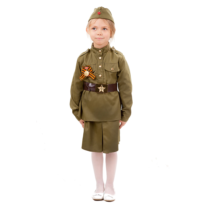Костюм "Солдатка" (гимнастерка, юбки, пилотка, ремень) размер 146-76 Костюм "Солдатка" (гимнастерка, юбки, пилотка, ремень) размер 146-76