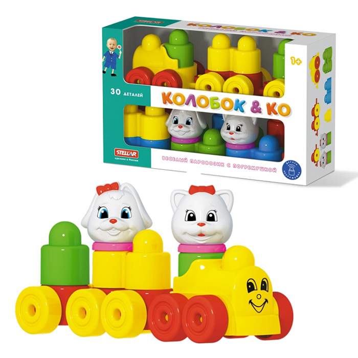 Конструктор «Колобок и компания» 30 деталей с паровозиком Конструктор «Колобок и компания» 30 деталей с паровозиком