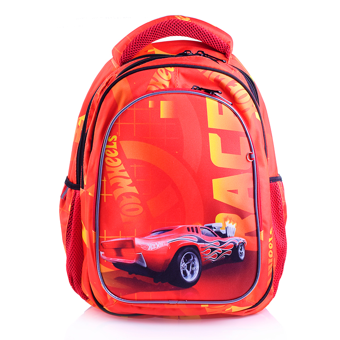 Рюкзак "Hot Wheels" облегченный с анатомической спинкой, 3 отделениями на молнии, на каждой мо Рюкзак "Hot Wheels" облегченный с анатомической спинкой, 3 отделениями на молнии, на каждой мо