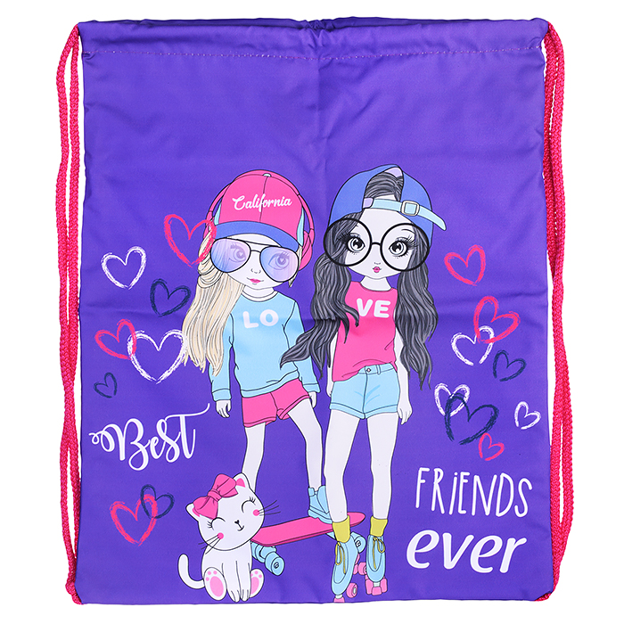 Мешок для обуви "Спортсменки" 1 отделение, 350х430мм, петля для подвеса, полиэстер