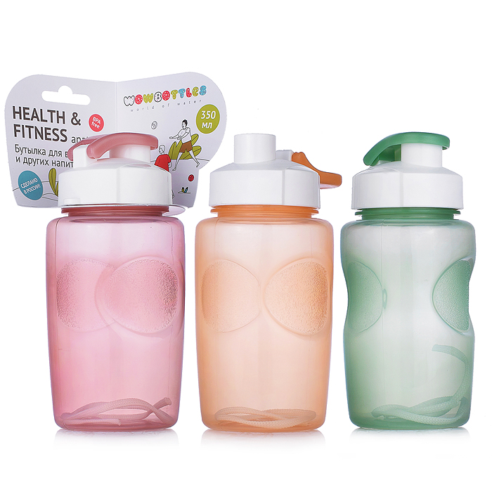 Бутылка для воды и др.напитков "HEALTH and FITNESS" 350 ml.anatomic, в асс.