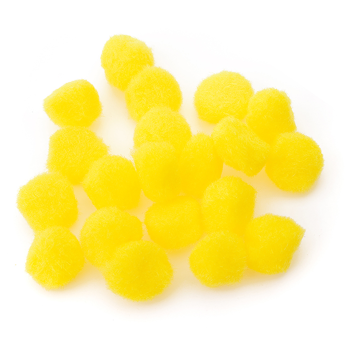 Набор помпонов для творчества 25 мм, 20 шт, цвет желтый. Набор помпонов для творчества 25 мм, 20 шт, цвет желтый.