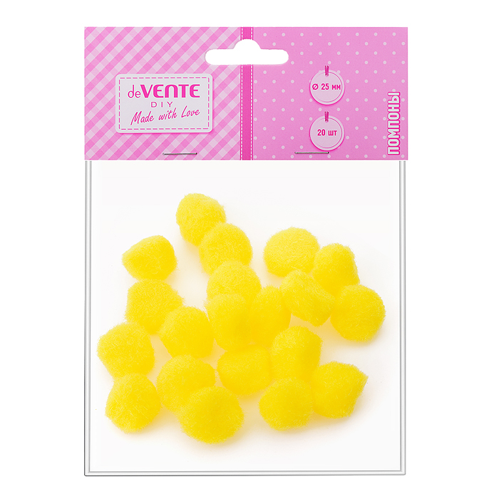 Фото к товару Набор помпонов для творчества 25 мм, 20 шт, цвет желтый. Набор помпонов для творчества 25 мм, 20 шт, цвет желтый.