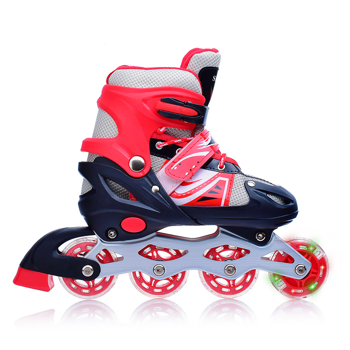 Фото к товару Ролики детские, S черно-красные с белым Ролики детские, S черно-красные с белым