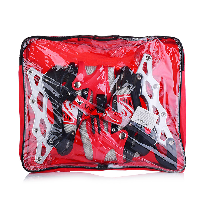 Фото к товару Ролики детские, S черно-красные с белым Ролики детские, S черно-красные с белым