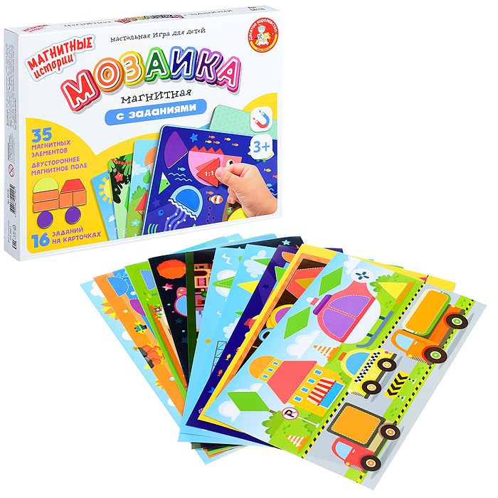 Мозаика магнитная с заданиями "Магнитные истории" (16 карточек) Мозаика магнитная с заданиями "Магнитные истории" (16 карточек)