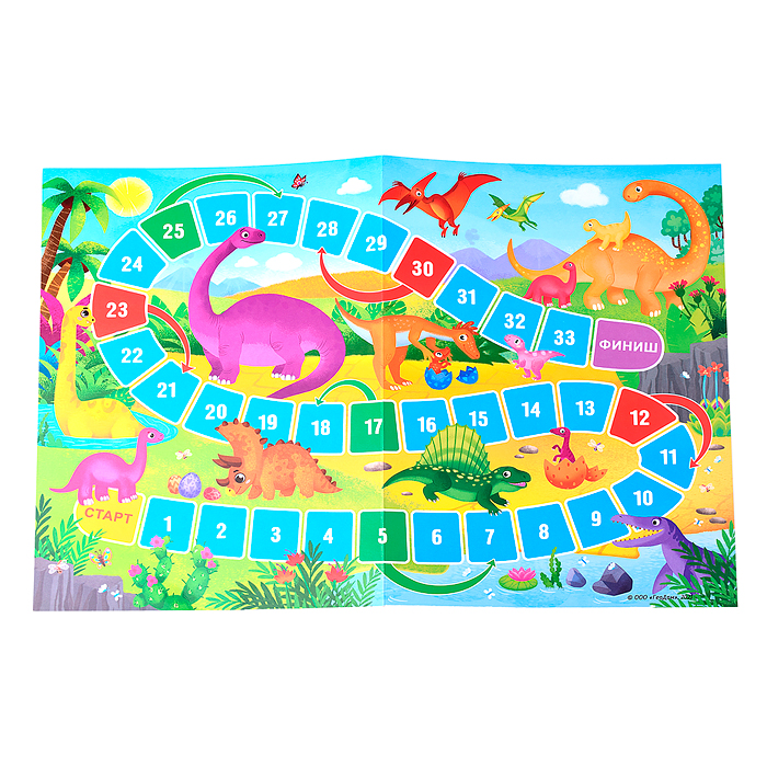 Фото к товару Игра-ходилка с фишками для малышей 2в1. Динозавры+Космос. 42х29,7 см. Игра-ходилка с фишками для малышей 2в1. Динозавры+Космос. 42х29,7 см.