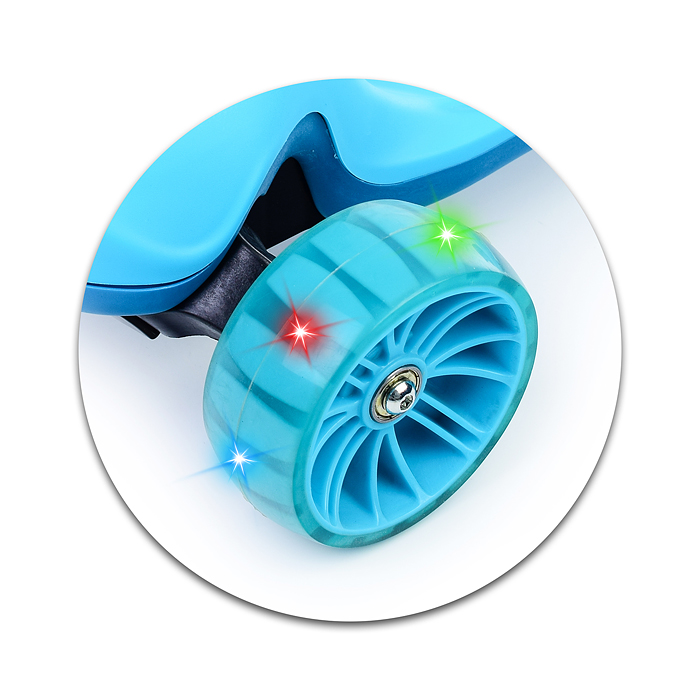 Фото к товару Самокат U038245Y 3-х кол., голубой, светящиеся колёса, PU, ABEC 7, в коробке Самокат U038245Y 3-х кол., голубой, светящиеся колёса, PU, ABEC 7, в коробке