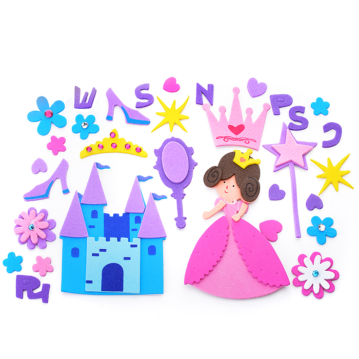 Наклейки объемные "Princess" из фоамирана, 33 шт, в пластиковом пакете с блистерным подвесо Наклейки объемные "Princess" из фоамирана, 33 шт, в пластиковом пакете с блистерным подвесо