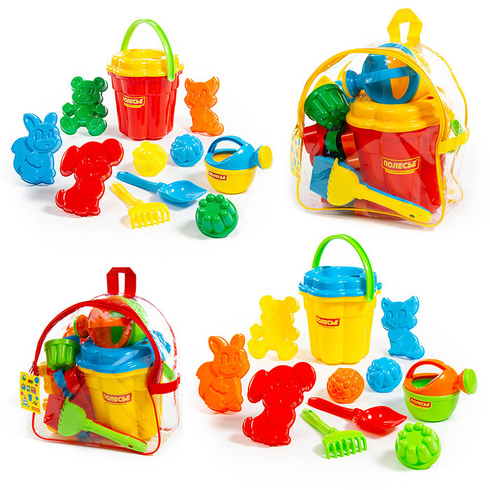 Набор №168 (в рюкзаке): ведро-цветок большое, ситечко-цветок большое, лопатка №5, грабельки №5, форм Набор №168 (в рюкзаке): ведро-цветок большое, ситечко-цветок большое, лопатка №5, грабельки №5, форм