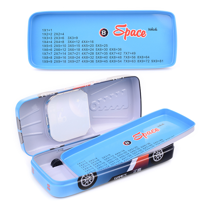 Фото к товару Пенал металлический машина 2 отделения таблица умножения, звездочки в жидкости, 80 х 200 мм Пенал металлический машина 2 отделения таблица умножения, звездочки в жидкости, 80 х 200 мм