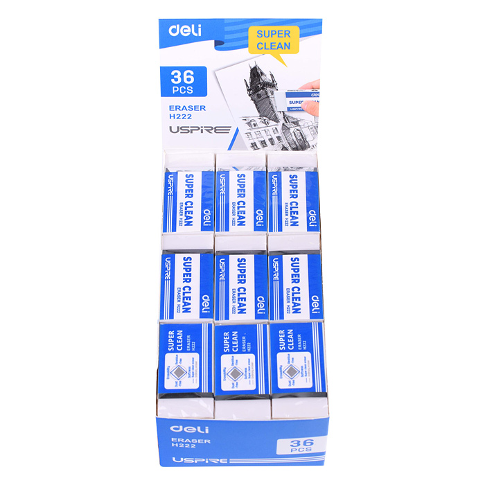 Ластик Uspire прямоугольный, 45х22.5х10.5мм, белый, индивидуальная картонная упаковка